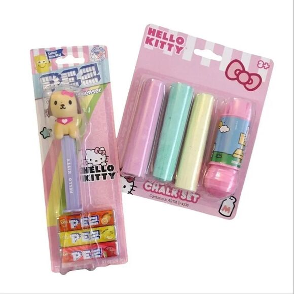 Hello Kitty Pastel Chalk Set and PEZ Dispenser Bundle NWT - Picture 1 of 8